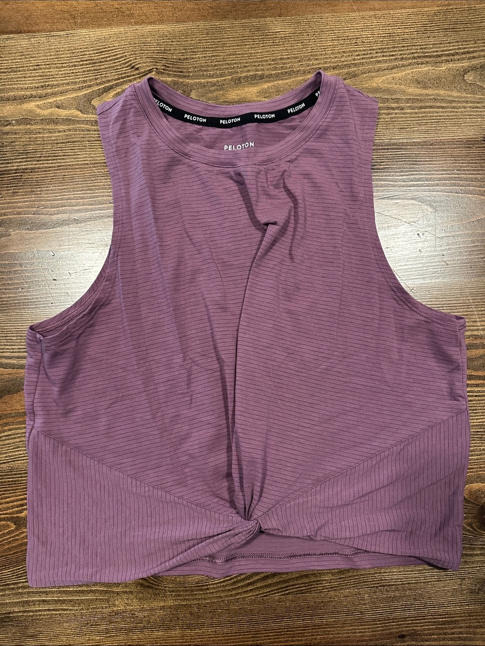 Peloton Purple Knot-Front Crop Tank Top